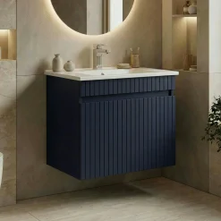 Meuble vasque suspendu 65 cm marine 2 portes YARA