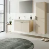 Meuble vasque suspendu 90 cm sable 2 portes NEA