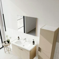 Meuble vasque suspendu 90 cm sable 2 portes NEA