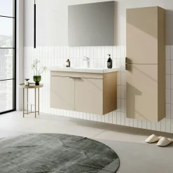 Meuble vasque suspendu 80 cm sable 2 portes NEA