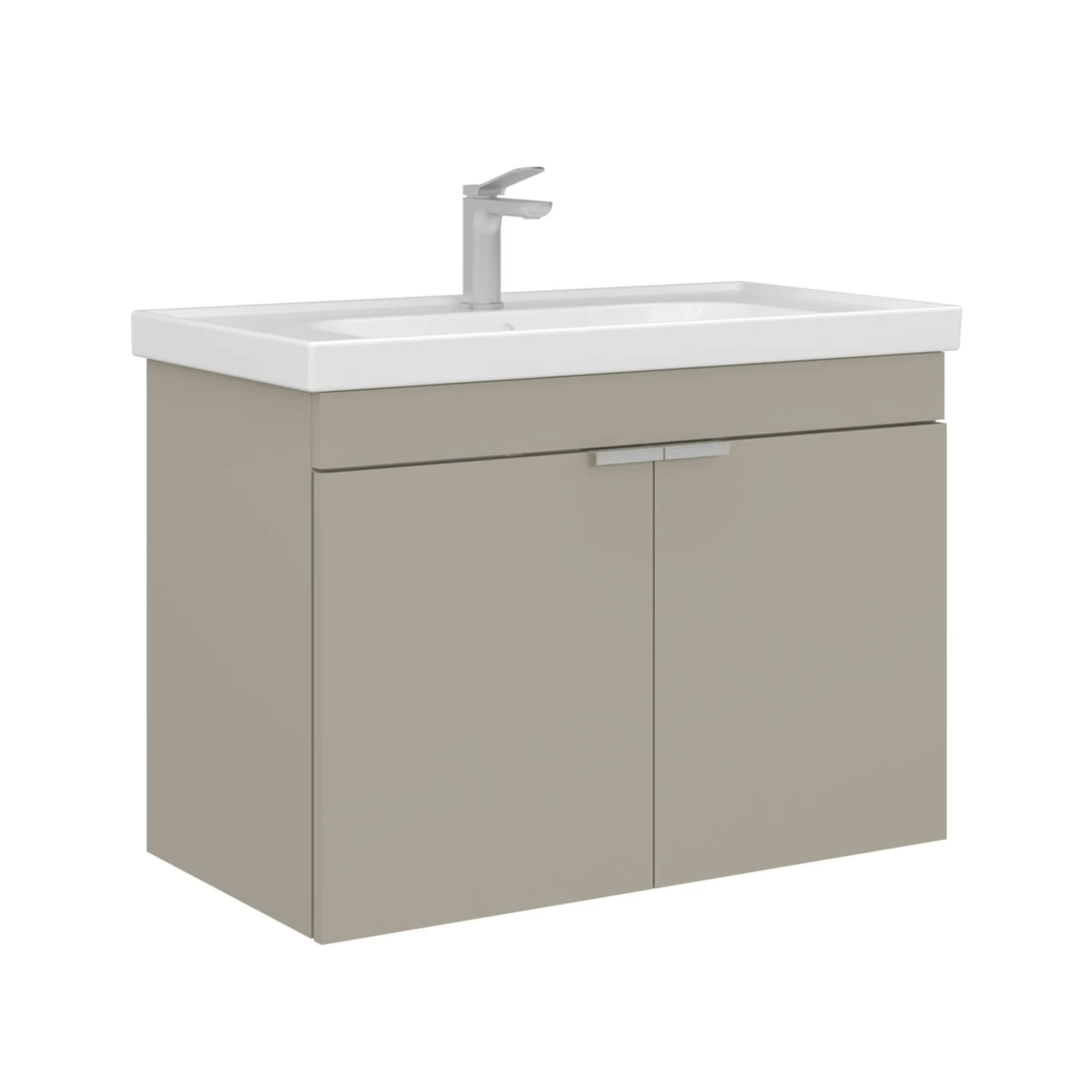 Meuble vasque suspendu 80 cm sable 2 portes NEA