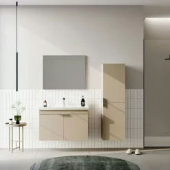 Meuble vasque suspendu 80 cm sable 2 portes NEA