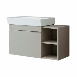 Meuble vasque suspendu 82 cm sable 1 porte 2 niches NORIA