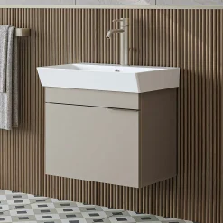 Meuble vasque suspendu 59 cm sable 1 porte NORIA