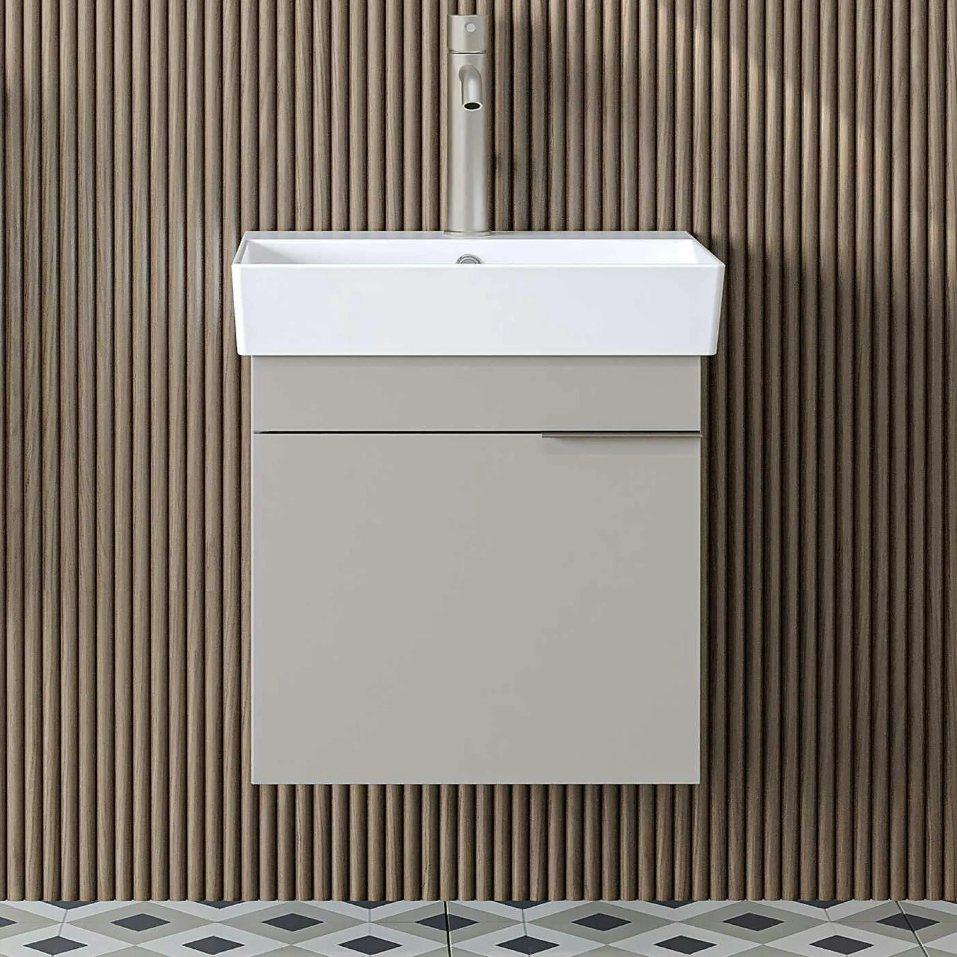 Meuble vasque suspendu 49 cm sable 1 porte NORIA