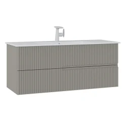 Meuble vasque suspendu 120 cm taupe 2 tiroirs ORA
