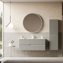 Meuble vasque suspendu 120 cm taupe 2 tiroirs ORA