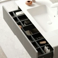 Meuble vasque suspendu 120 cm taupe 2 tiroirs ORA