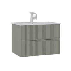 Meuble vasque suspendu 70 cm taupe 2 tiroirs RIVIA