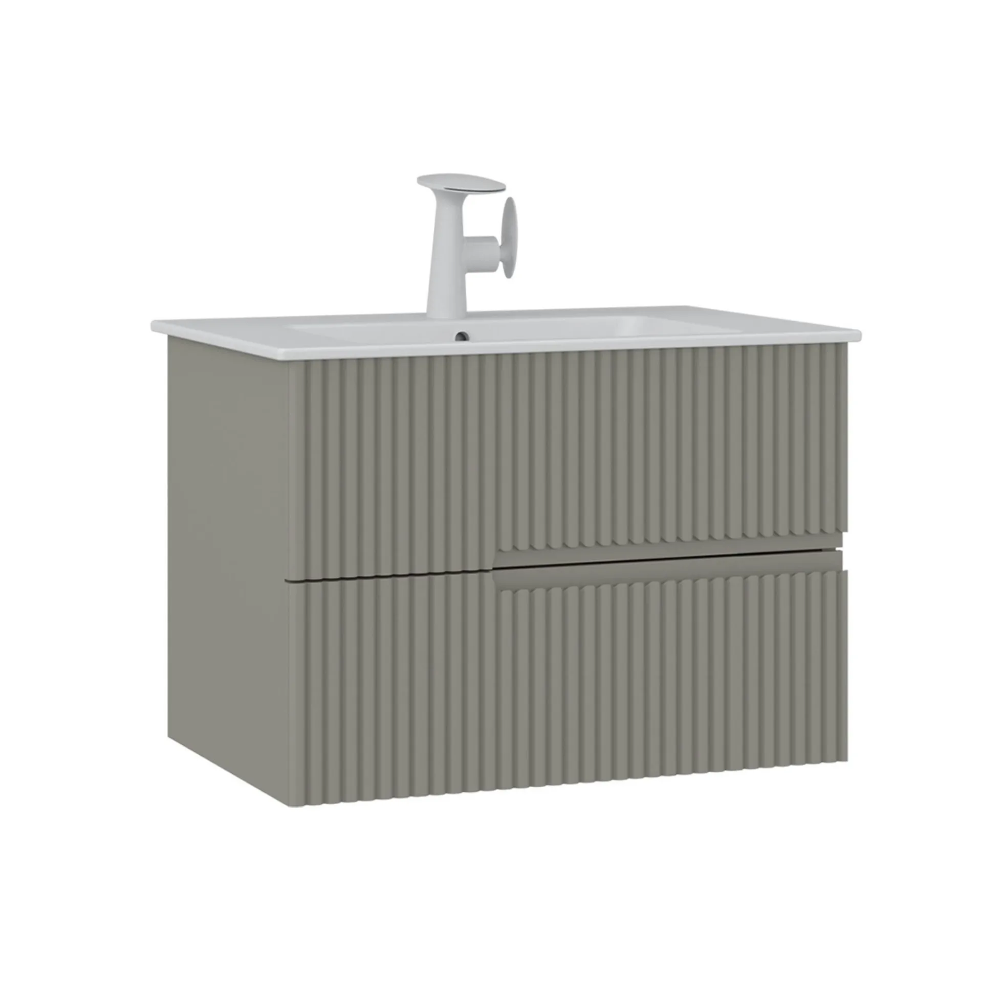 Meuble vasque suspendu 70 cm taupe 2 tiroirs RIVIA