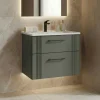 Meuble vasque suspendu 65 cm vert mat 2 tiroirs ONDIA