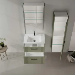 Meuble vasque suspendu 65 cm vert mat 2 tiroirs ONDIA