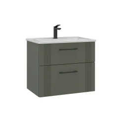 Meuble vasque suspendu 65 cm vert mat 2 tiroirs ONDIA