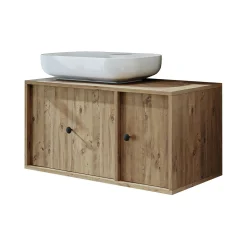 Meuble vasque suspendu décor pin 1 tiroir 1 porte RILL