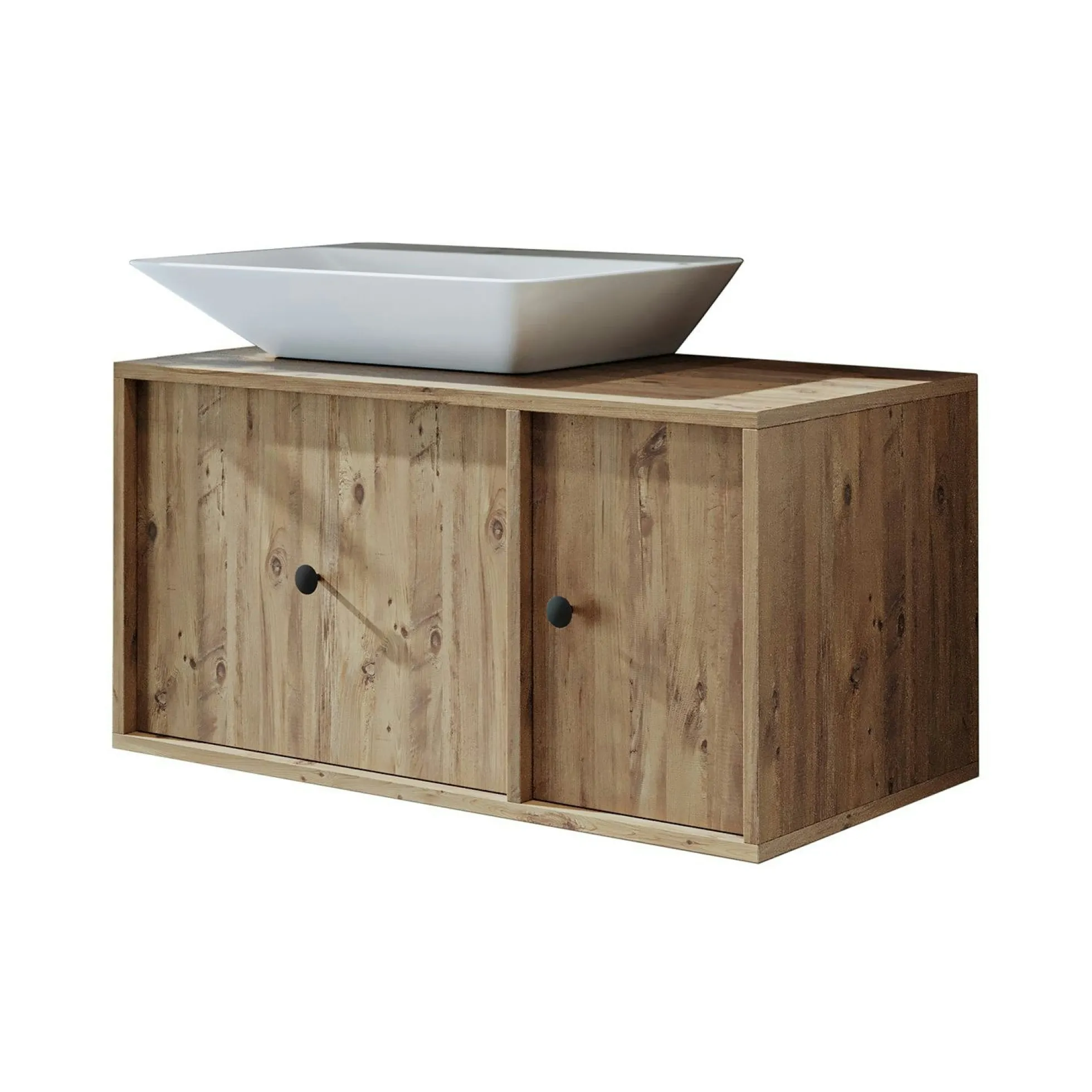 Meuble vasque suspendu décor pin 1 porte 1 tiroir RIV