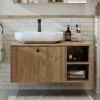 Meuble vasque suspendu 1 tiroir décor pin RUSH