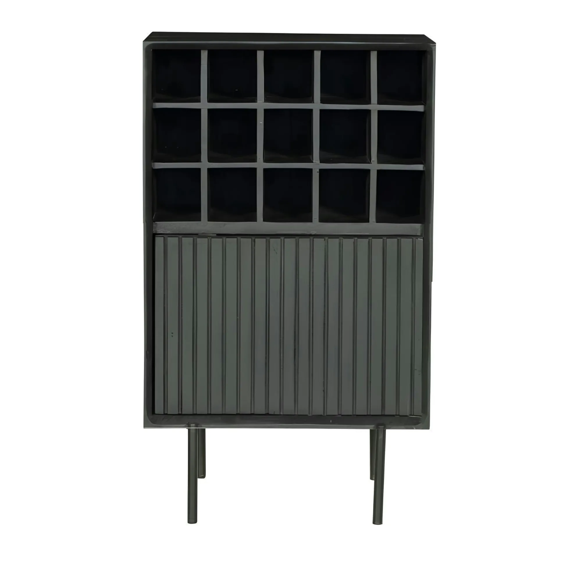 Minibar salon bois noir 1 porte 1 casier CORTINA