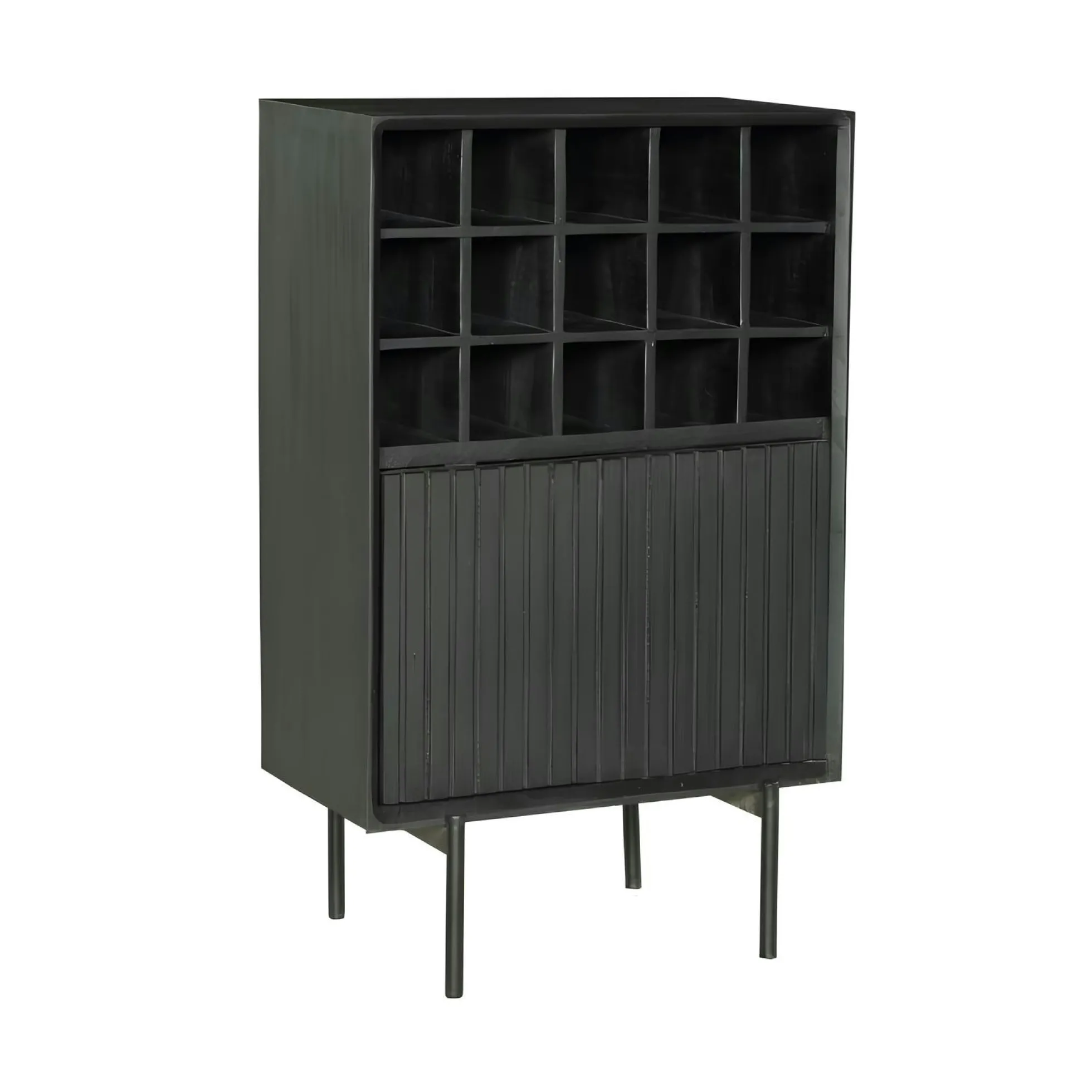 Minibar salon bois noir 1 porte 1 casier CORTINA