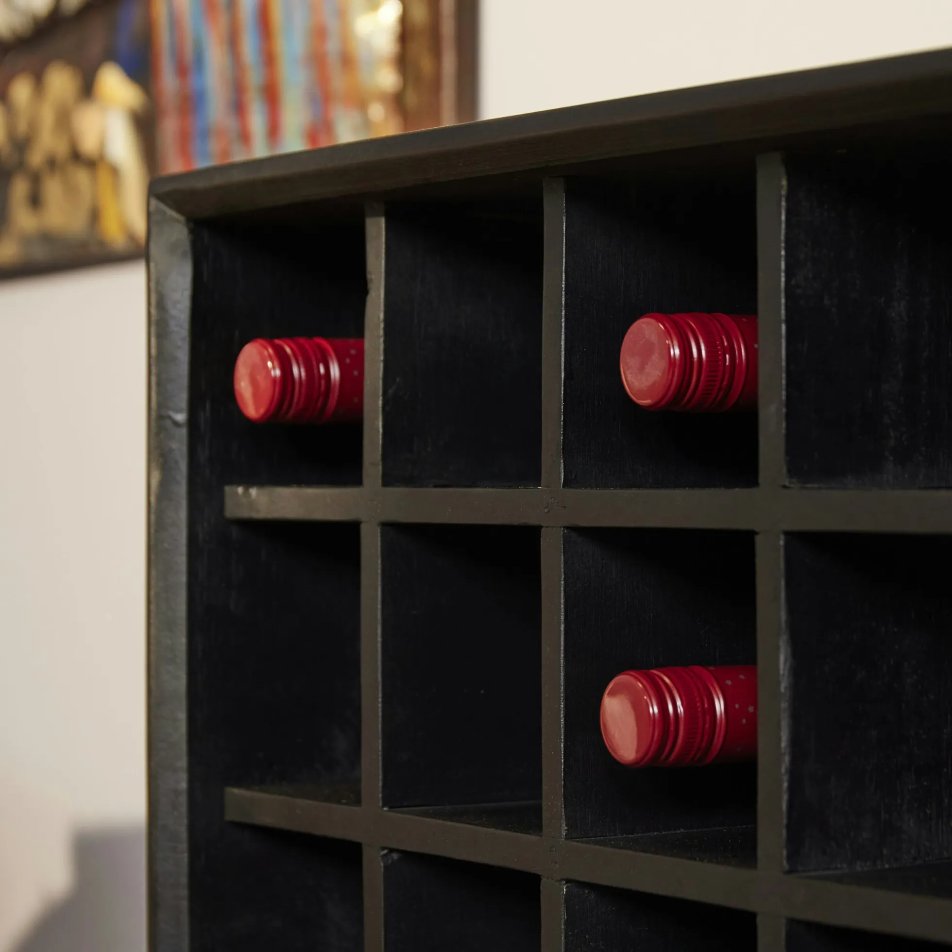 Minibar salon bois noir 1 porte 1 casier CORTINA