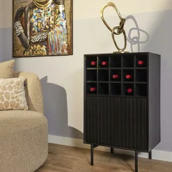 Minibar salon bois noir 1 porte 1 casier CORTINA
