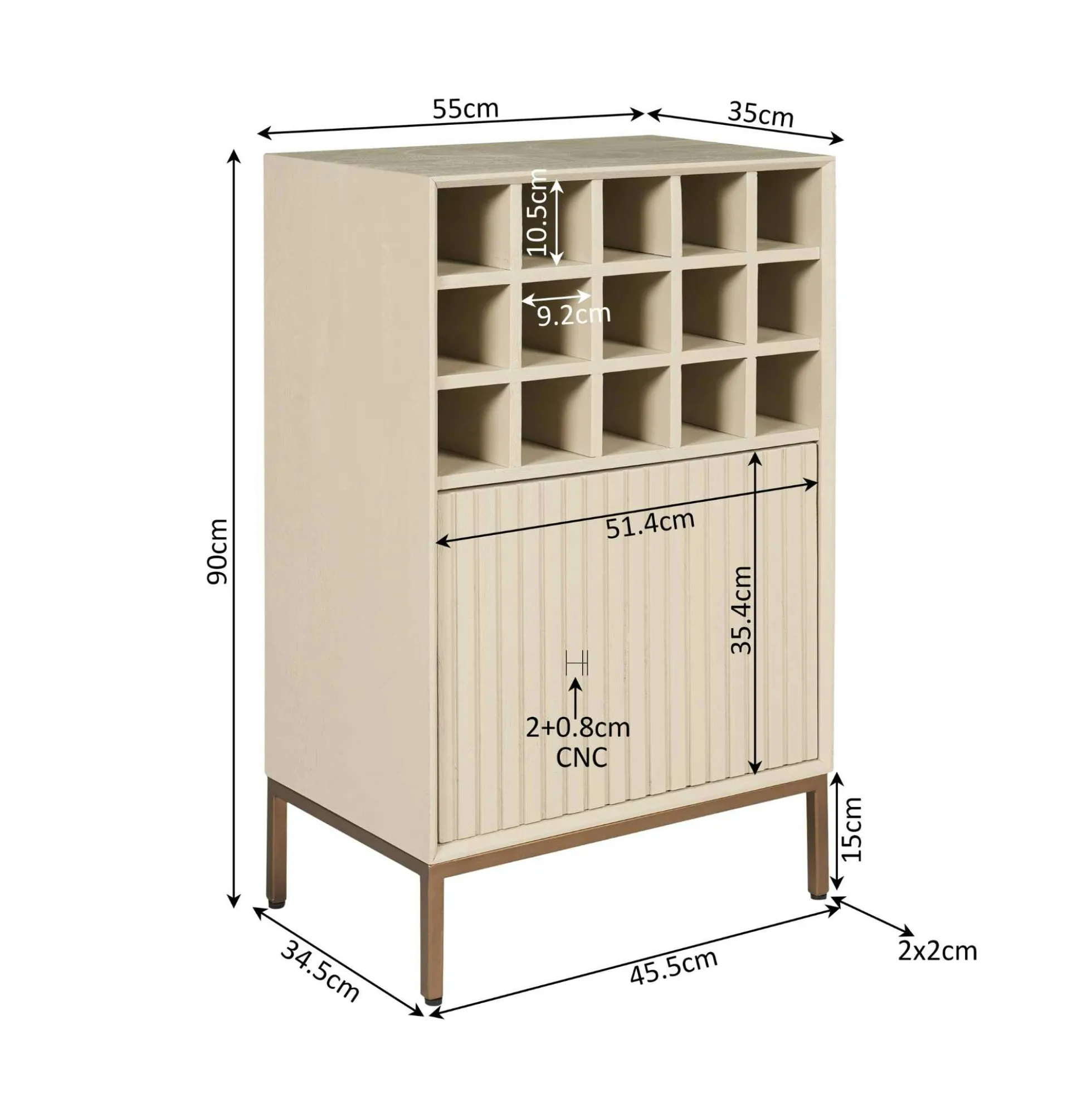 Minibar salon bois sable 1 porte 1 casier CORTINA