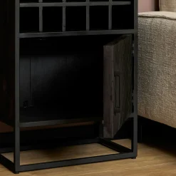 Minibar salon en bois noir pour 15 bouteilles ALVERA