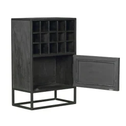Minibar salon en bois noir pour 15 bouteilles ALVERA
