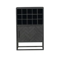 Minibar salon en bois noir pour 15 bouteilles ALVERA
