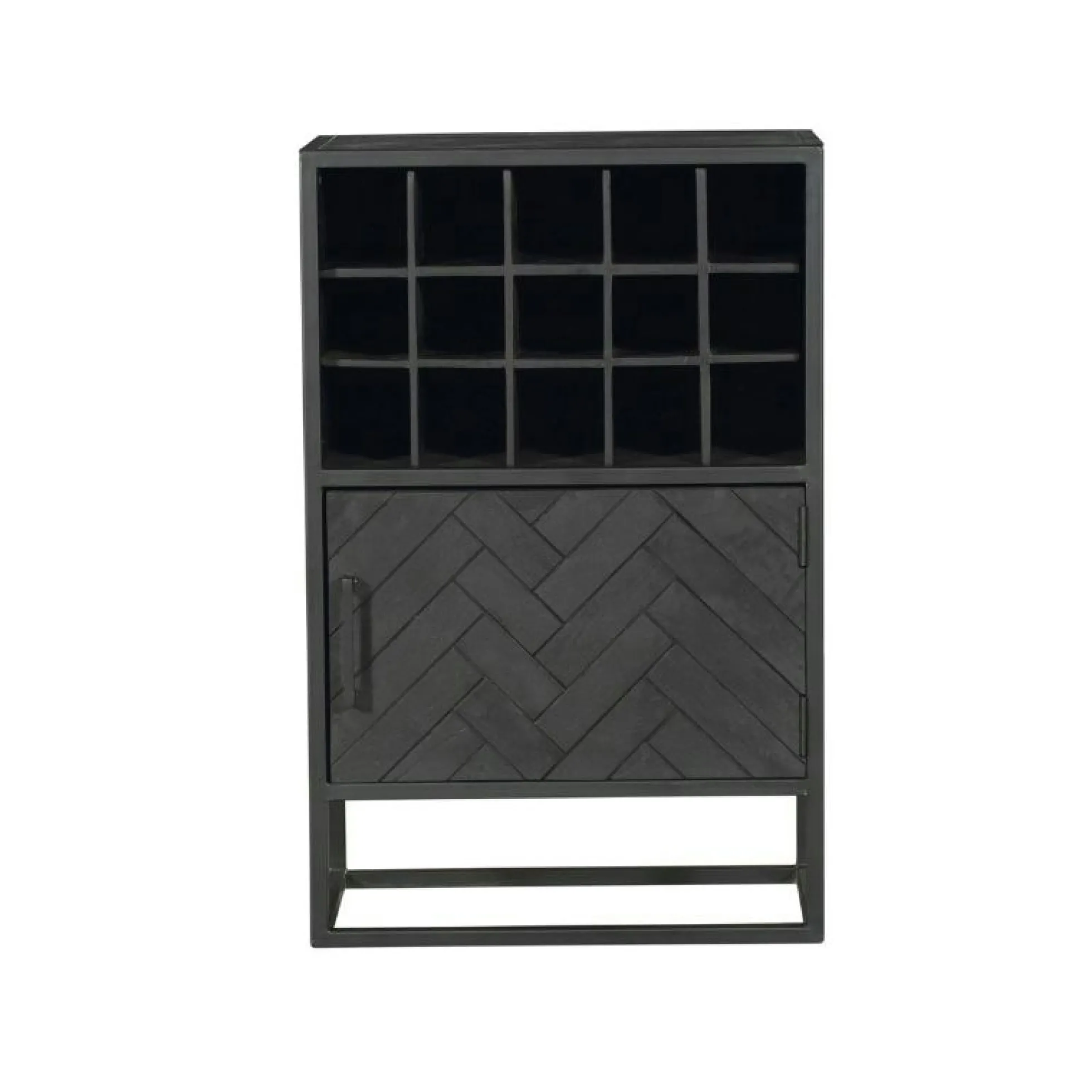 Minibar salon en bois noir pour 15 bouteilles ALVERA