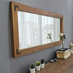 Miroir mural en bois brun - format horizontal HILO