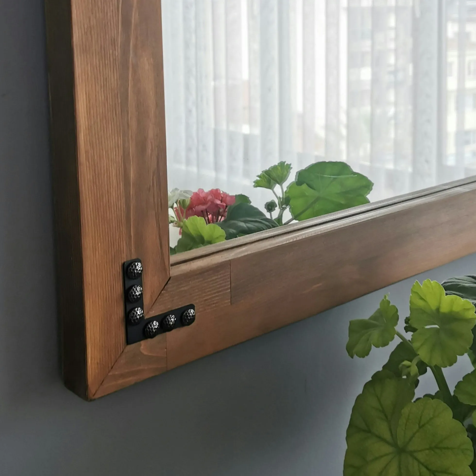 Miroir mural en bois brun - format horizontal HILO