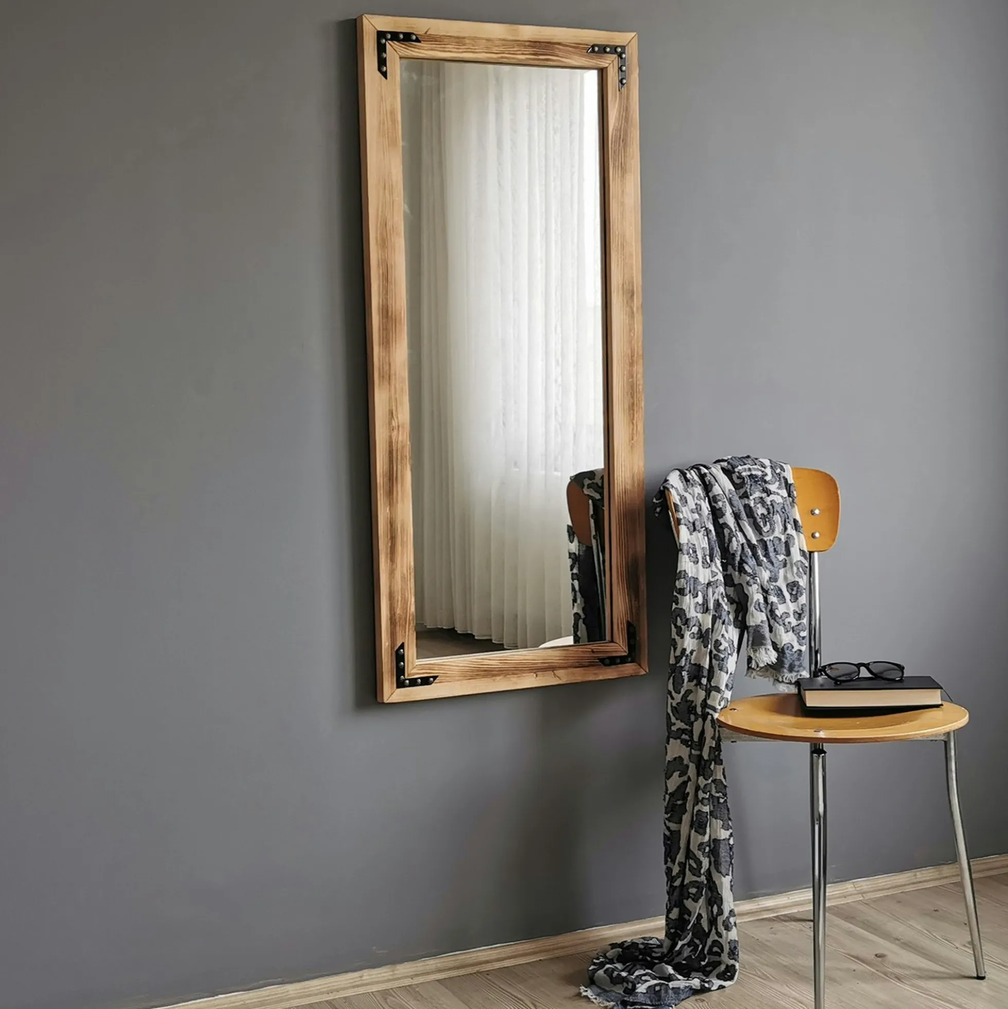 Miroir mural en bois clair - format vertical HILO