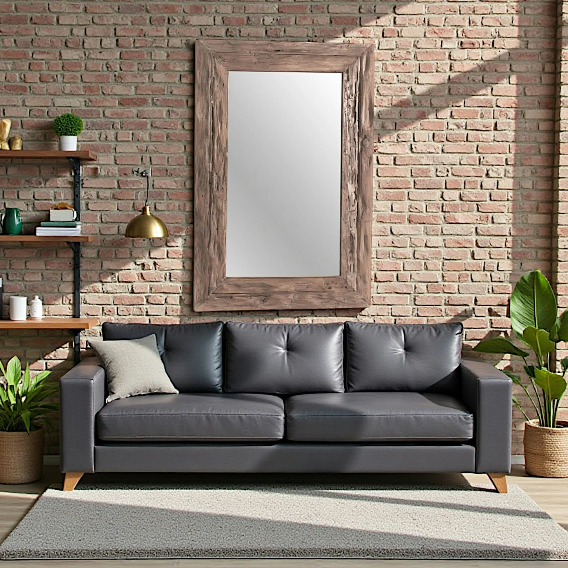 Miroir rectangulaire avec cadre bois recyclé 120 cm DEPOK