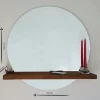 Miroir rond avec étagère en bois brun HILO