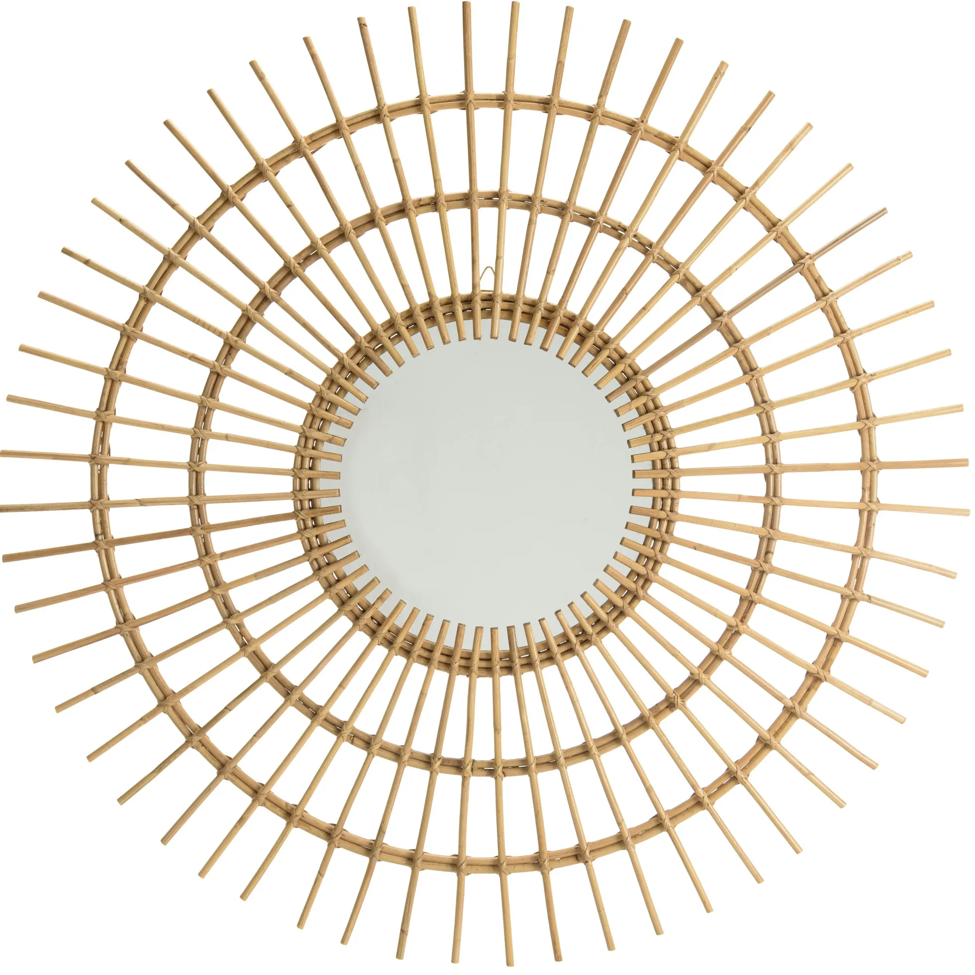 Miroir rond 100 cm en rotin miel MANY