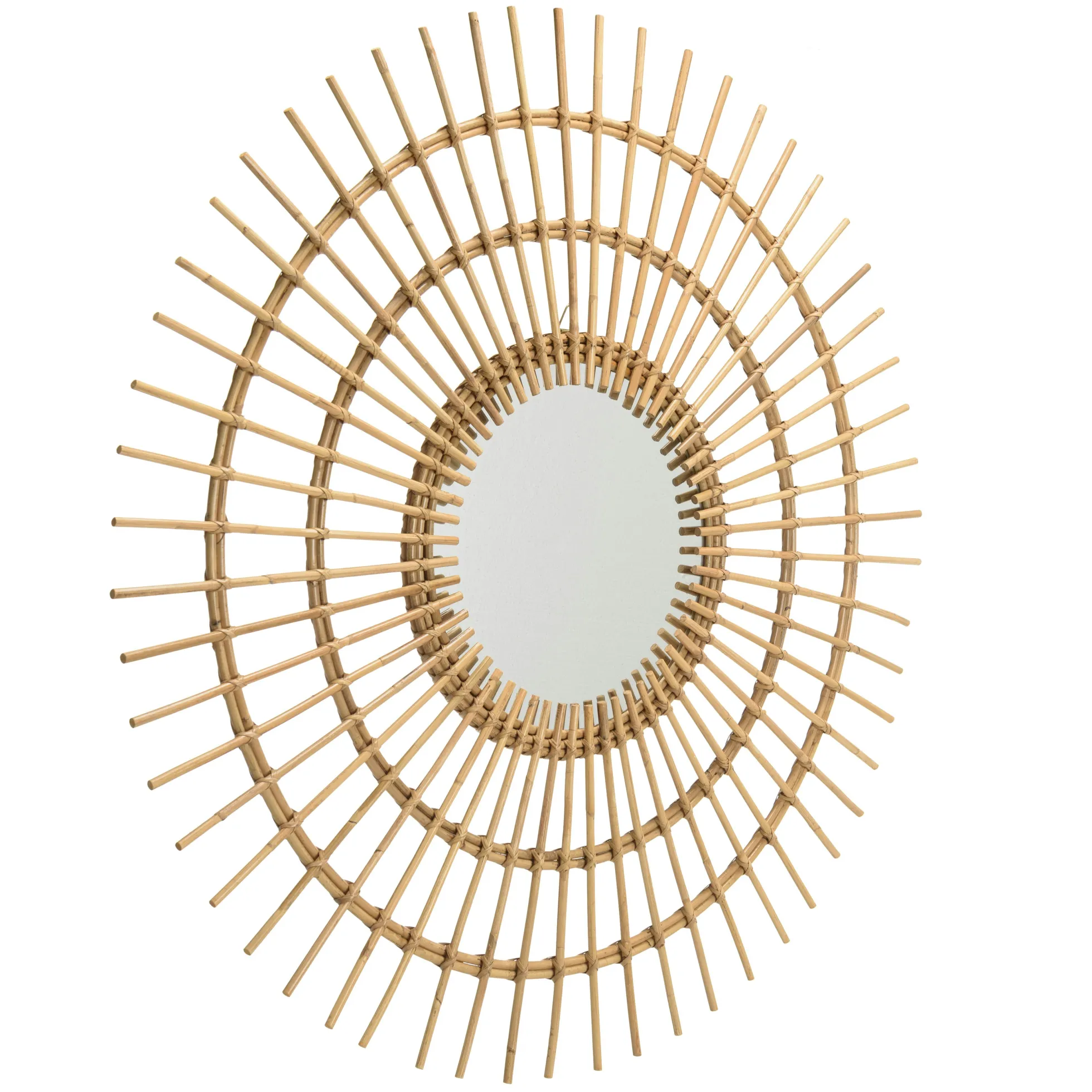 Miroir rond 100 cm en rotin miel MANY