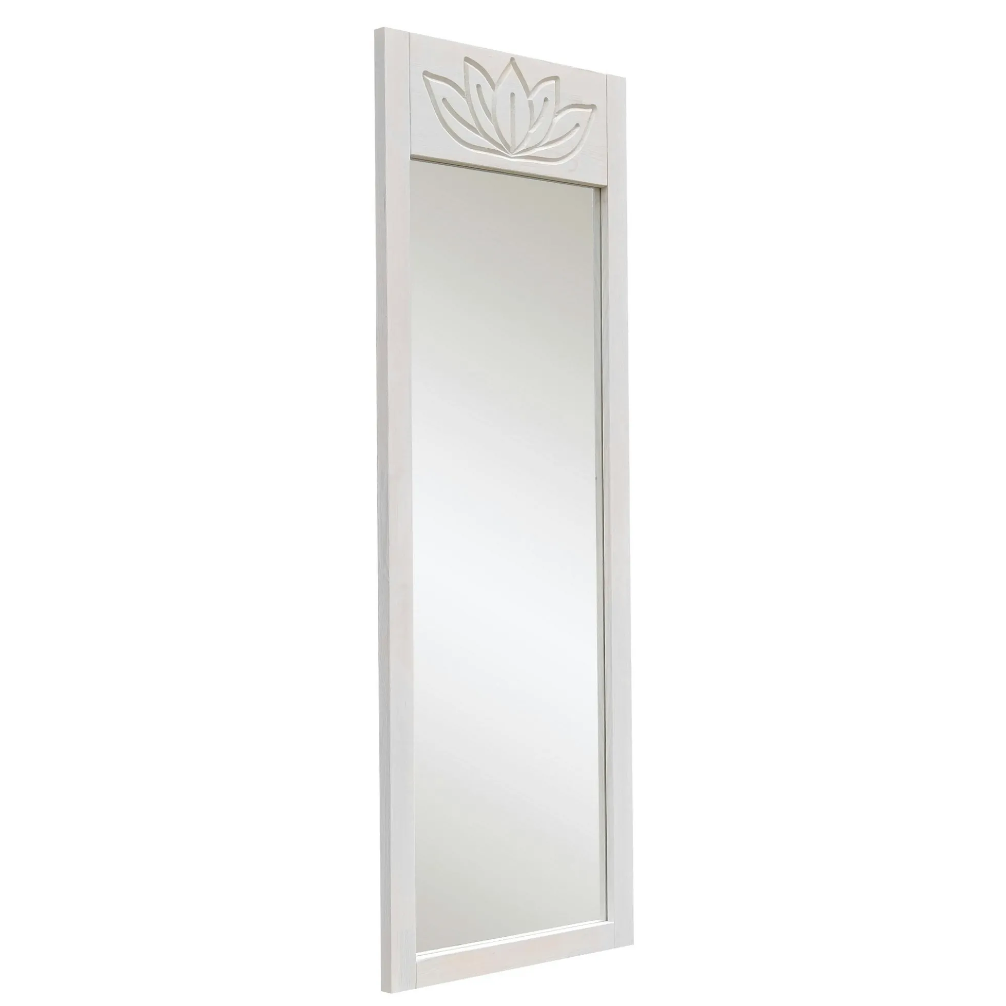 Miroir vertical blanc - motif lotus, 155 cm HILO