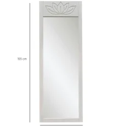 Miroir vertical blanc - motif lotus, 155 cm HILO