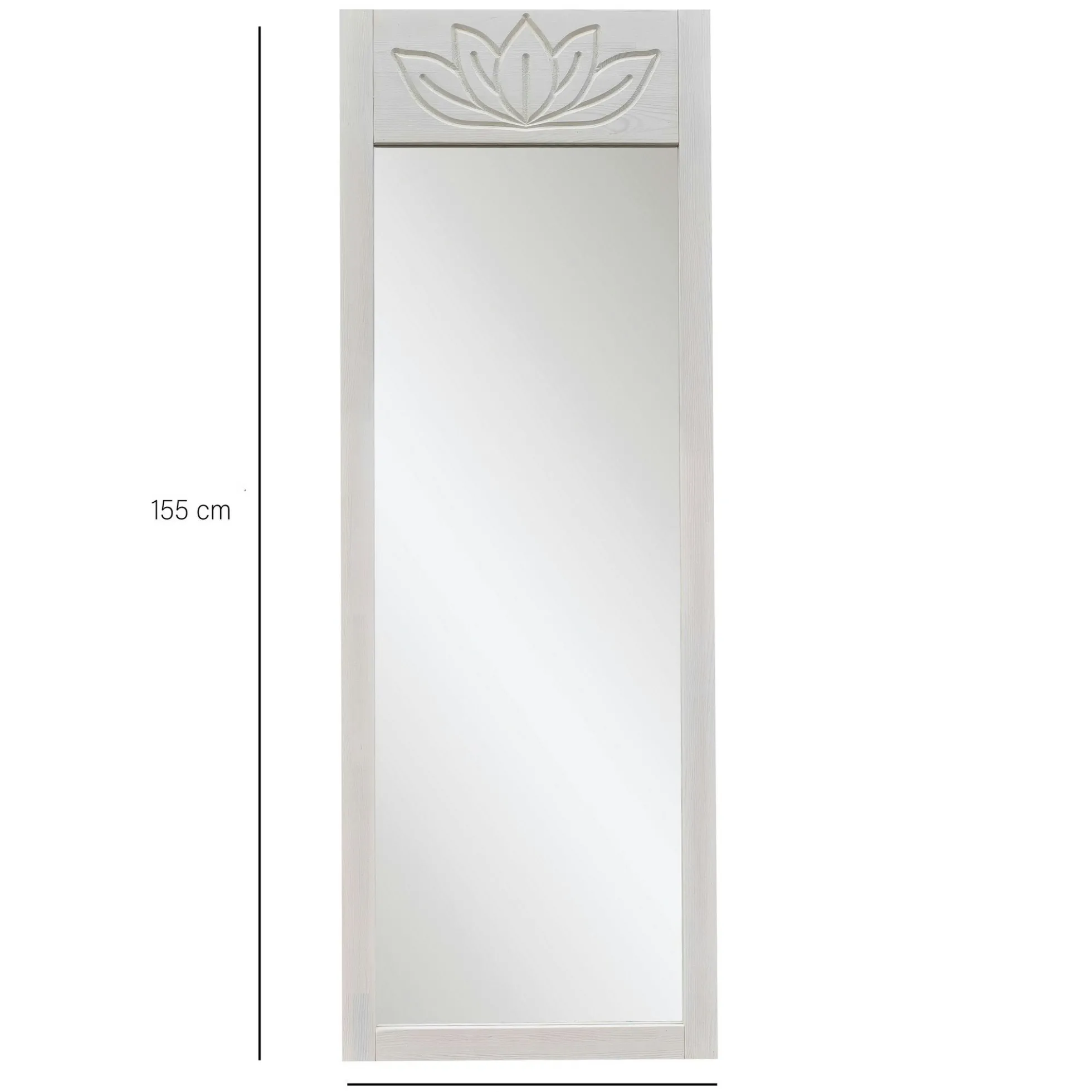 Miroir vertical blanc - motif lotus, 155 cm HILO