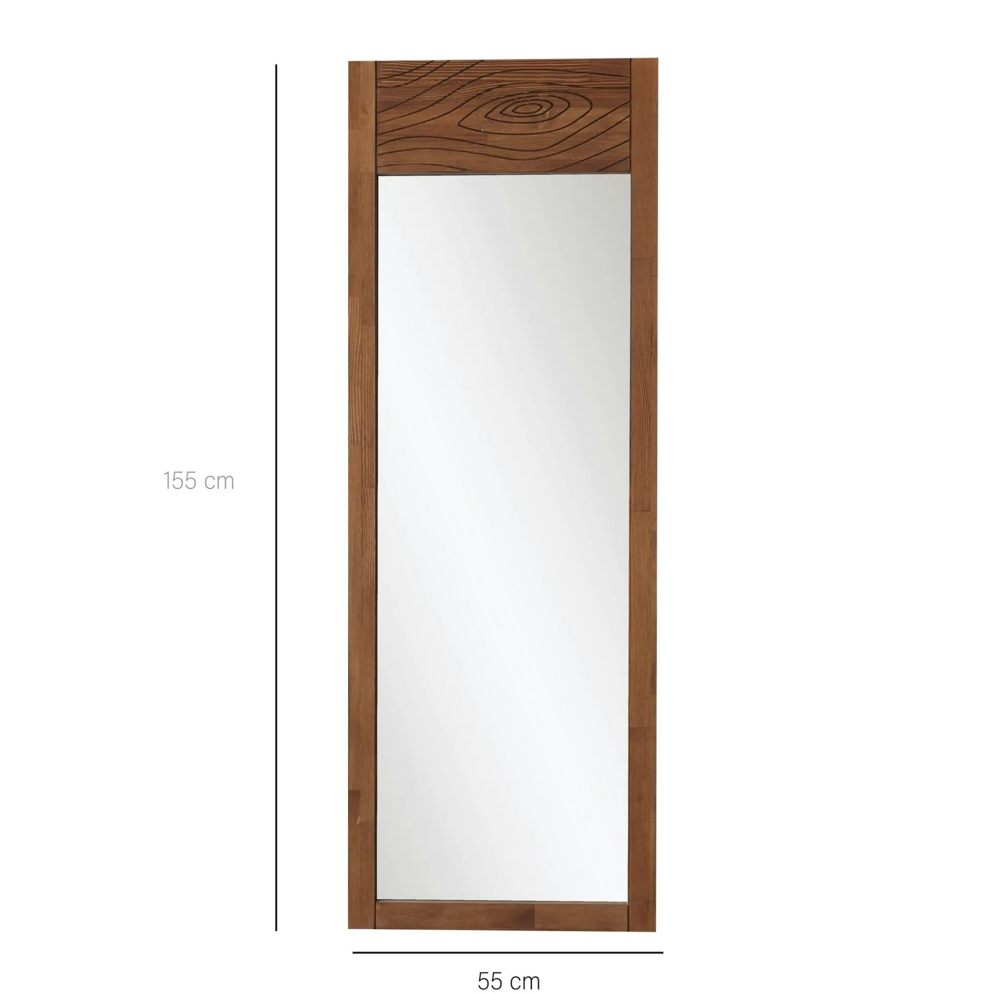 Miroir vertical en bois brun - motif tronc d'arbre HILO
