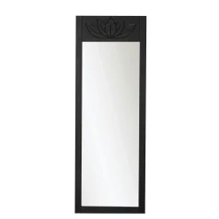 Miroir vertical en bois gris foncé - motif lotus HILO