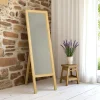 Miroir vertical sur pied - bois clair, 2 crochets HILO