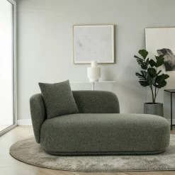 Méridienne verte design organique et coussin assorti NAMSOS