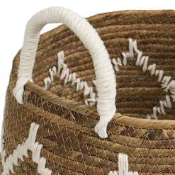 Panier de rangement à anses en fibre naturelle tressée motif losange (lot de 2)