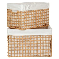 Panier de rangement avec poignées et doublure tissu (lot de 2)