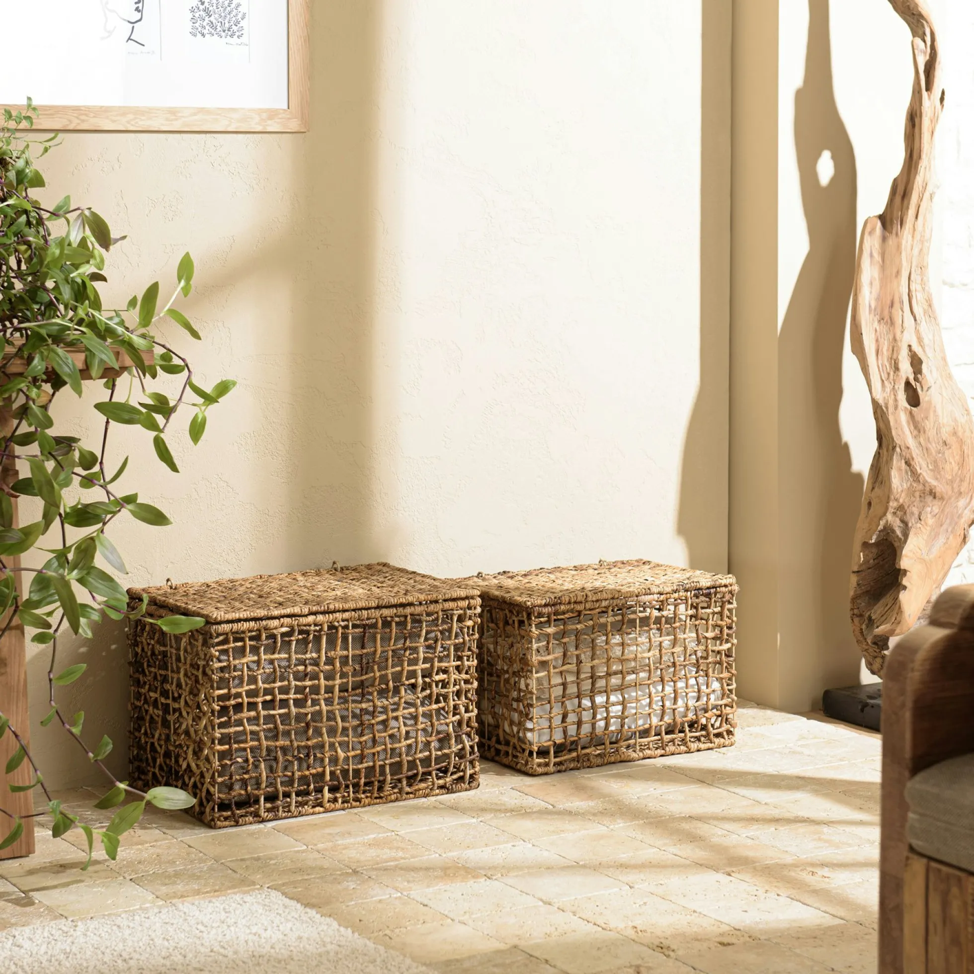 Panier de rangement / coffre en chanvre tressé (lot de 2) SWING