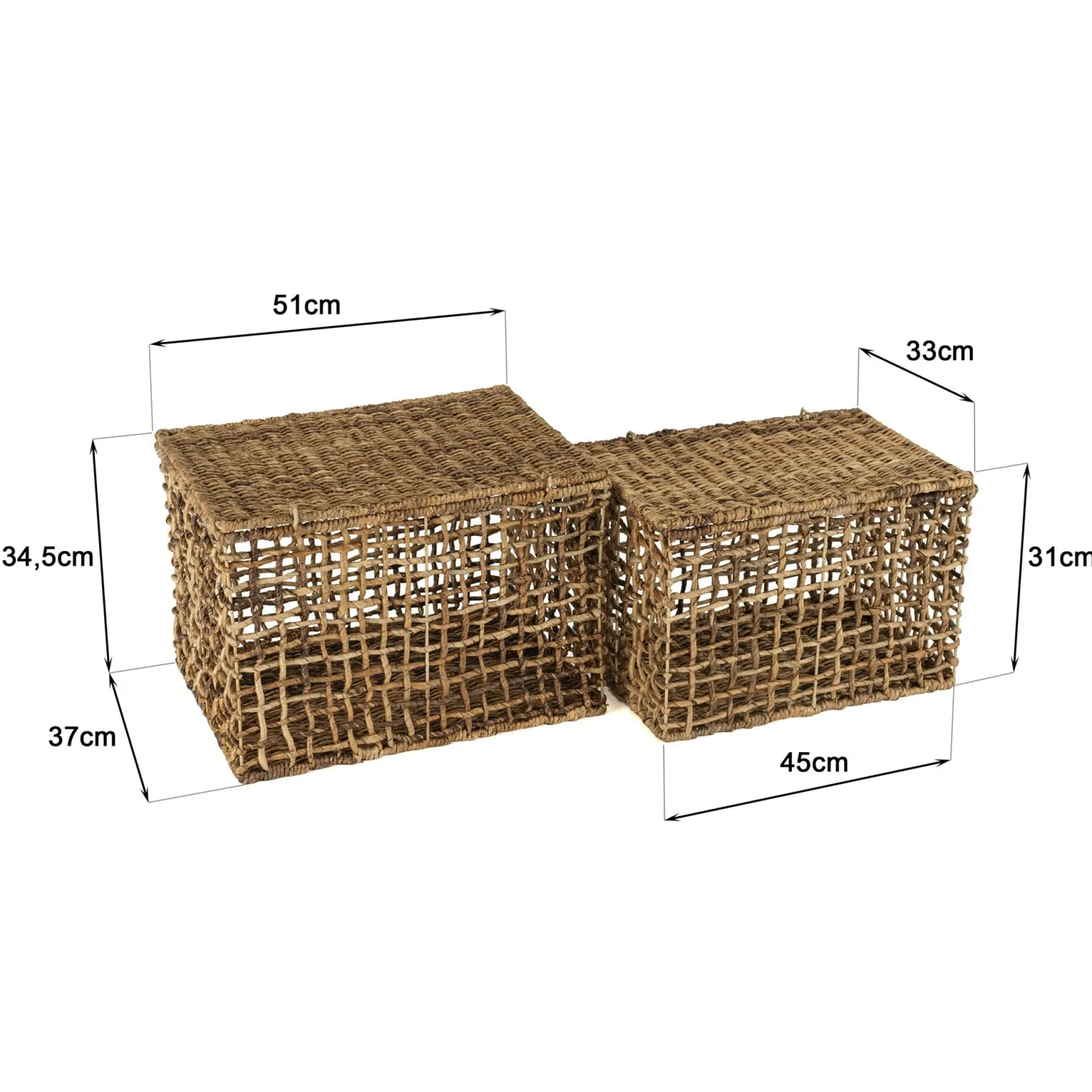 Panier de rangement / coffre en chanvre tressé (lot de 2) SWING