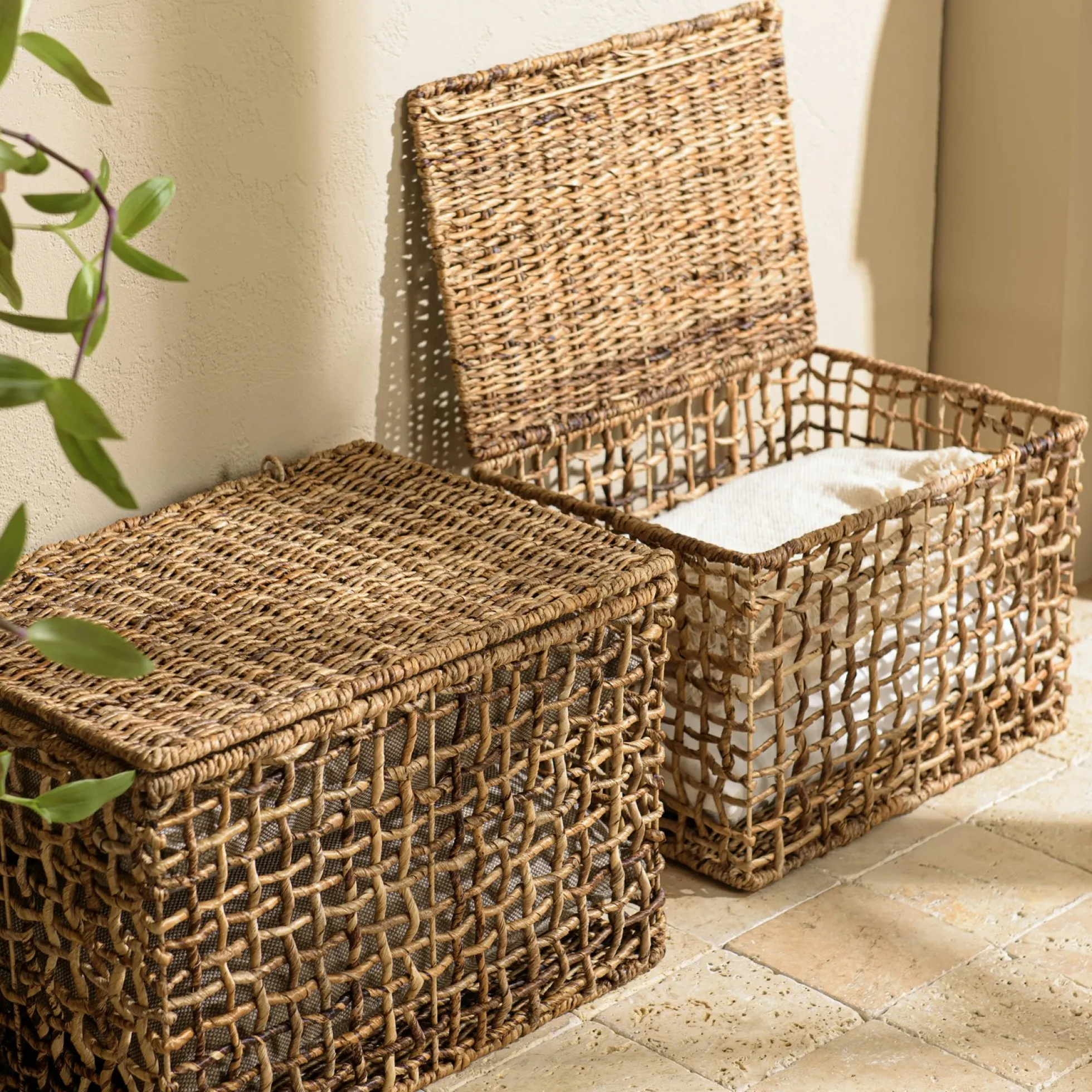 Panier de rangement / coffre en chanvre tressé (lot de 2) SWING
