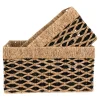Panier de rangement déco en jonc de mer noir et naturel (lot de 2)
