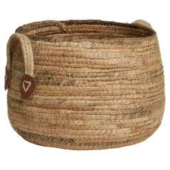 Panier de rangement rond avec poignées, en feuille de bananier (lot de 2)